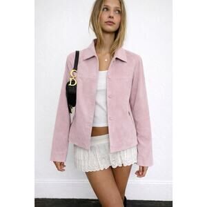Vintage Blush Pink 100% Suede Leather Jacket Patina Small